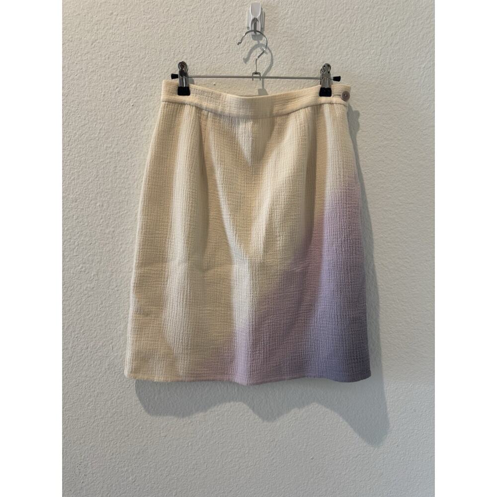Mila Schön Skirt Womens IT 42 Beige Purple Ombré Wool A-Line Vintage Italy